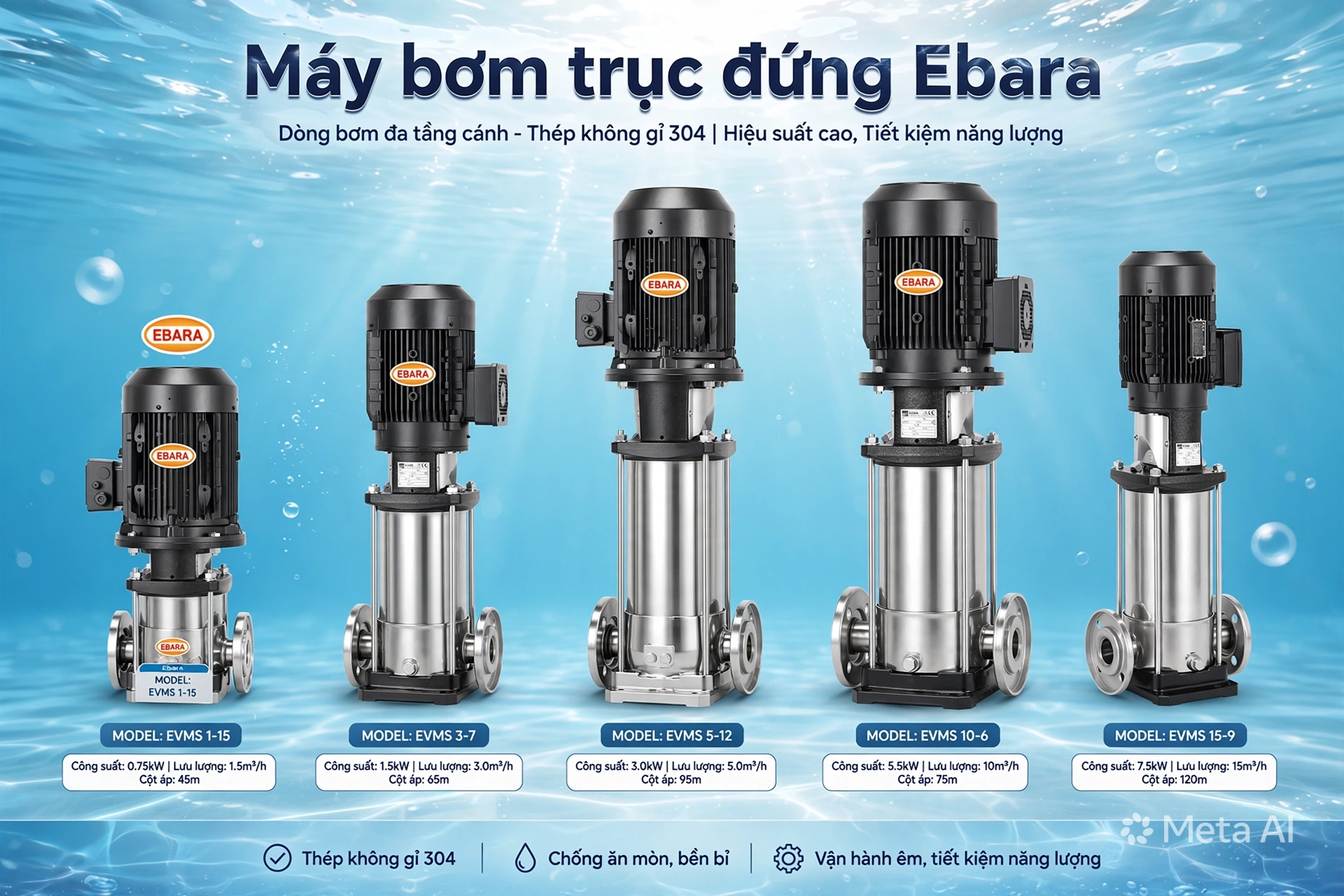 Máy bơm trục đứng Ebara